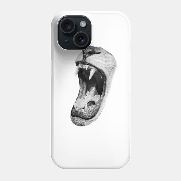 Cut out of an image of a lion roaring Phone Case by Dolfilms