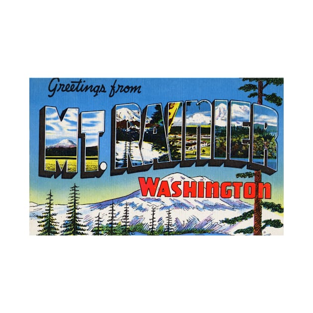 Greetings from Mt. Rainier Washington - Vintage Large Letter Postcard by Naves