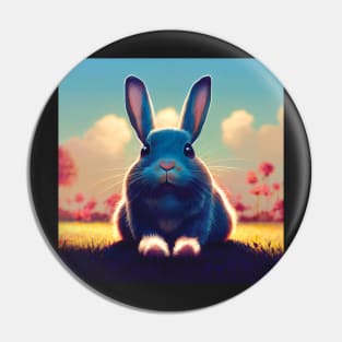 Cute Fluffy Bunny Art Pin