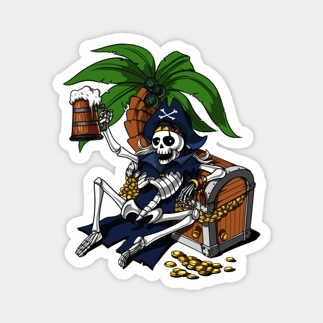 Skeleton Pirate Beer Party Magnet by underheaven