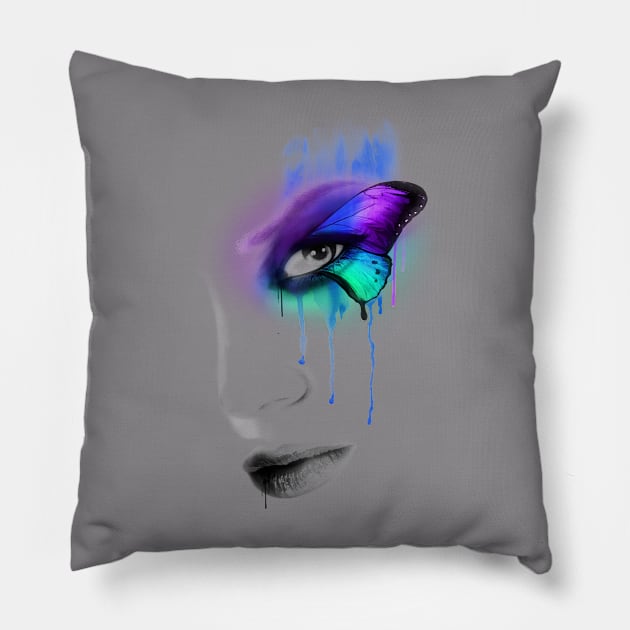 WOMAN IN A BUTTERFLY EYE Pillow by PJ INFLUENCER