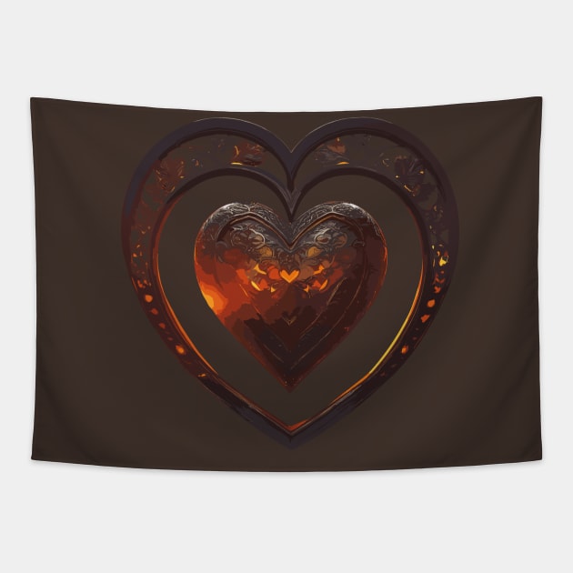 sunset heart Tapestry by abdellahyousra