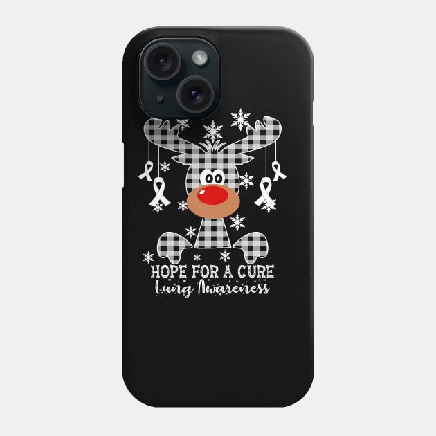 Reindeer Hope For A Cure Lung Awareness Christmas Phone Case by HomerNewbergereq