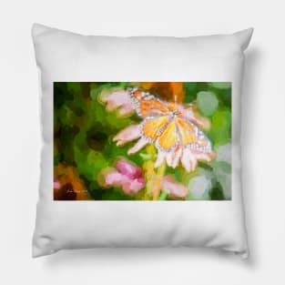 Monarch Butterfly on Cone Flower Pillow