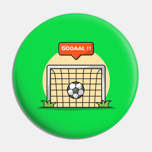 Soccer Field With Goal Sign Cartoon Vector Icon Illustration - Football - Pin | TeePublic Soccer Field With Goal Sign Cartoon Vector Icon Illustration - Football - Pin | TeePublic