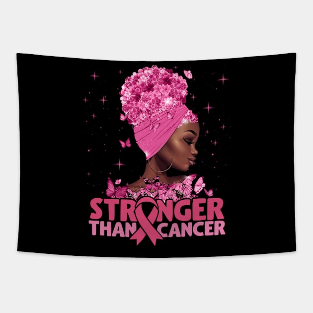 Black Women Queen Stronger Than Breast Cancer Pink Ribbon Tapestry by Charaf Eddine