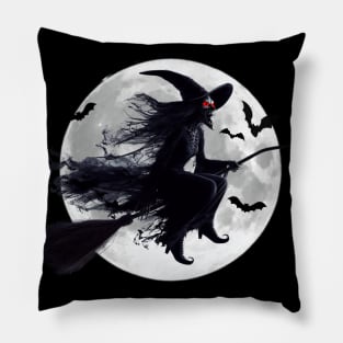 The Witch's Flight in front of the Moon Pillow