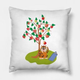 Funny Cat and apple Pillow