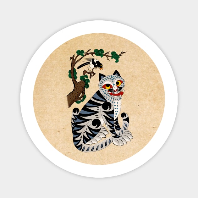 Minhwa: Tiger and Magpie B Type (Korean traditional/folk art) Magnet by koreanfolkpaint