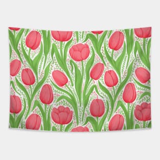 Tulips in red and green Tapestry