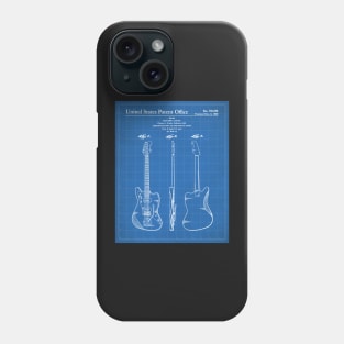 Electric Guitar Patent - Guitarist Music Lover Art - Blueprint Phone Case