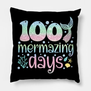 100th Day of School Kids Girls 100 Mermazing Days of School Pillow