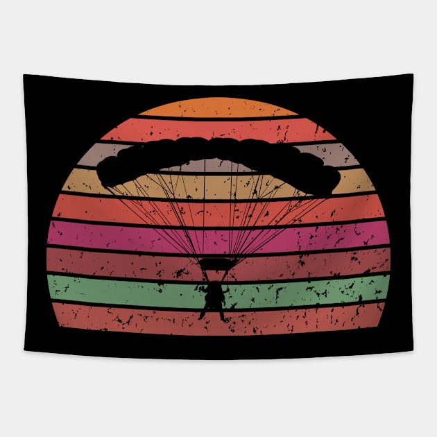 Base Jump - retro sunset design Tapestry by BB Funny Store
