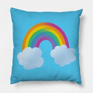 Beautiful Simple Ombre Rainbow with Clouds Pillow