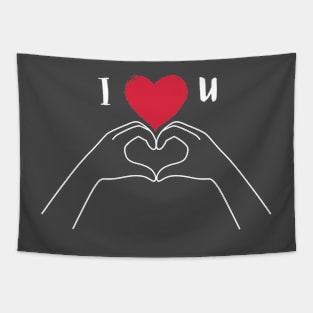 I love you for birthday gift white line Tapestry