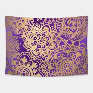 Purple and Gold Mandala Pattern Tapestry