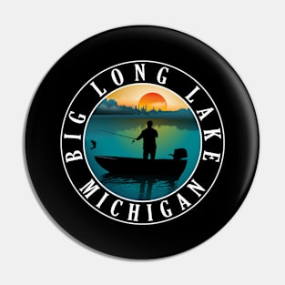 Big Long Lake Fishing Michigan Sunset Pin