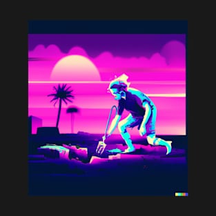 Archaeologist Synthwave 80's Digital Art 2 T-Shirt