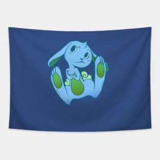 Fussy Bunny in Blue on Blue Tapestry