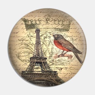 dark academia bird vintage crown french scripts paris eiffel tower Pin