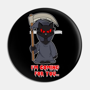 Grim Reaper Halloween Cat Pin