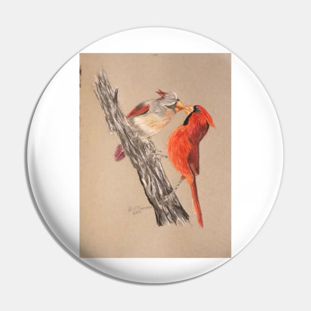 Cardinals Pin by Bill Cameron Fine Art