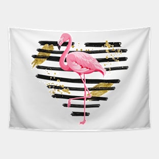 Flamingo with distressed heart Tapestry