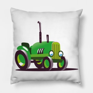 Cute Green Tractor Pillow