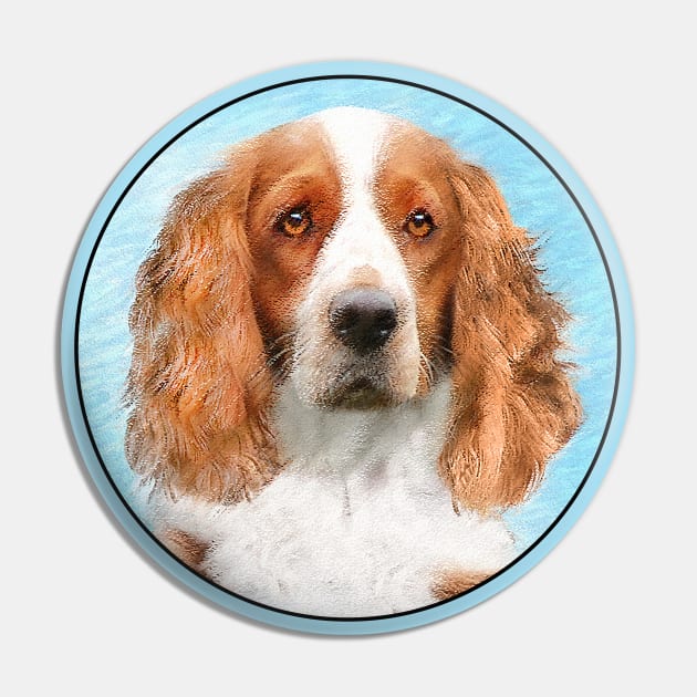 Welsh Springer Spaniel Painting - Original Dog Art Pin by Alpen Designs