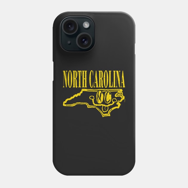 North Carolina Grunge Smiling Face Black Background Phone Case by pelagio