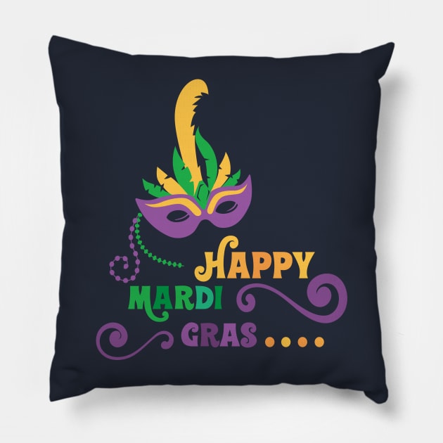 Happy Mardi Gras T-shirt and Apparel Pillow by TeeBunny17