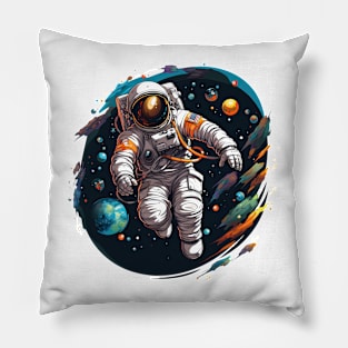 Colorful Astronaut in Space #9 Pillow