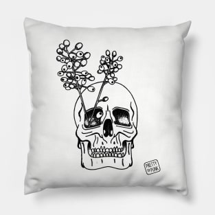 Inktober Poisonous Plants Skull Pillow