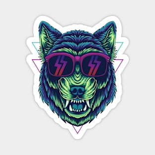 synthwolf wolf synthwave Magnet