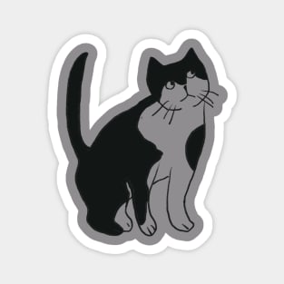 gray-white drawing in minimalistic style Bad cat Magnet