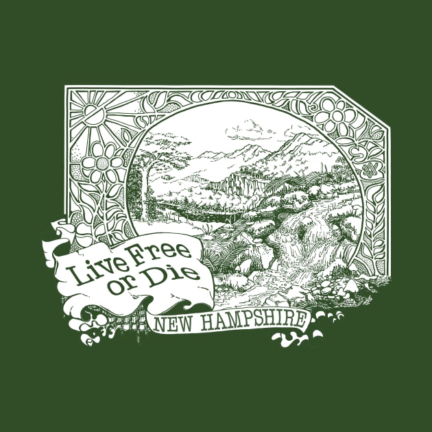 Retro 1970's 'Live Free or Die' New Hampshire Design by DDGraphits