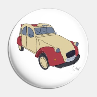 Citron 2CV digital painting Pin