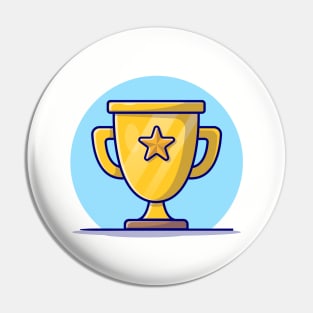 Gold Trophy Cartoon Vector Icon Illustration Pin