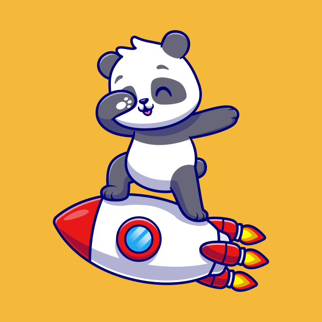 Cute Panda Dabbing On Rocket Cartoon by Catalyst Labs