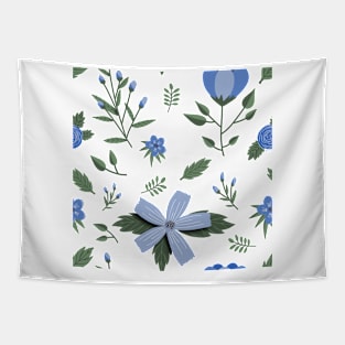 Blue Flower Floral Print Tapestry