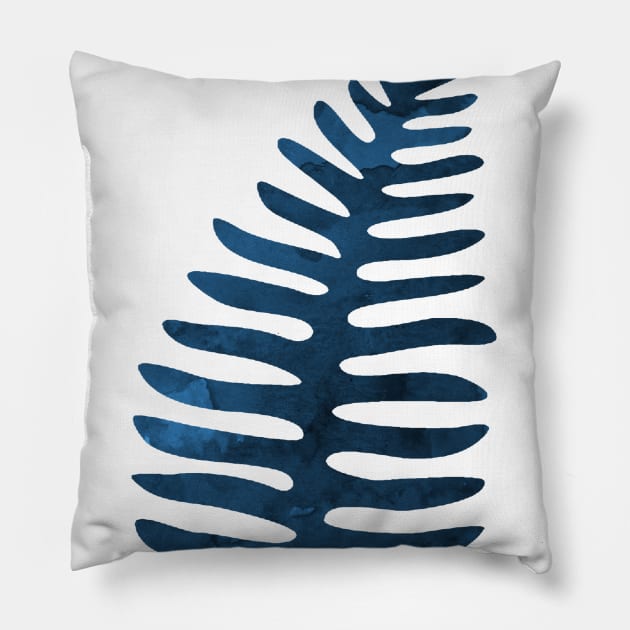 Blue Fern Leaf Pillow by TheJollyMarten