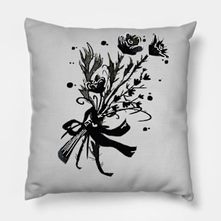 Black Flowers Pillow