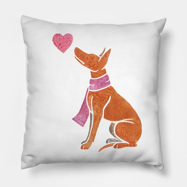 Watercolour Pharaoh Hound Pillow by animalartbyjess