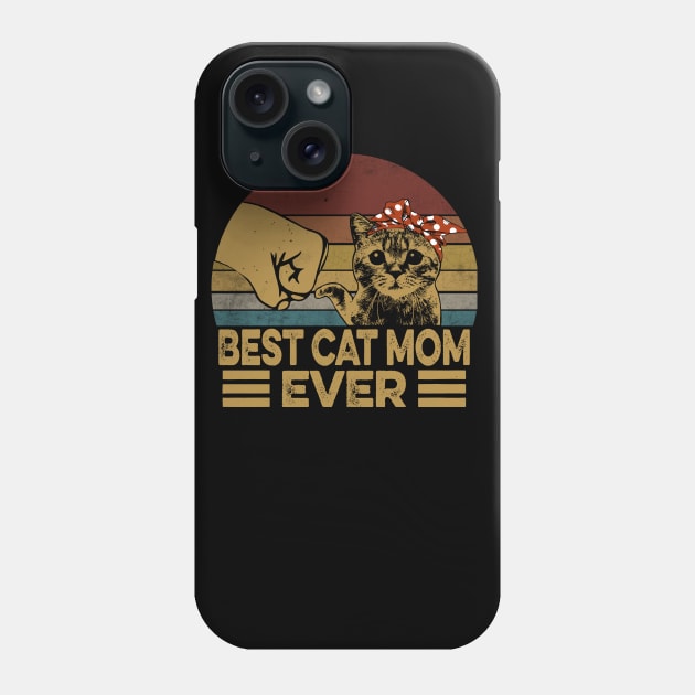 Vintage Best Cat Mom Ever Fist Bump - Funny Cat Lover Phone Case by HomerNewbergereq