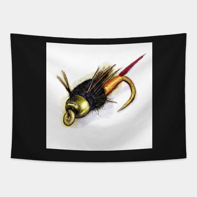 The Copper John, Fly Fishing Art Tapestry by fishweardesigns