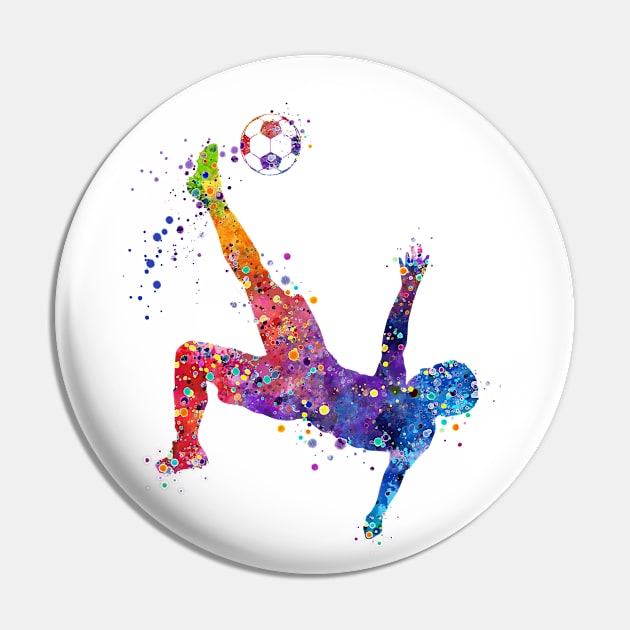 Soccer Boy Player Colorful Watercolor Sport Gift Pin by LotusGifts