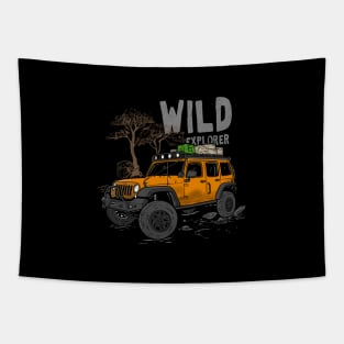 Wild Explorer Jeep - Adventure Orange Jeep Wild Explore for Outdoor enthusiasts Tapestry