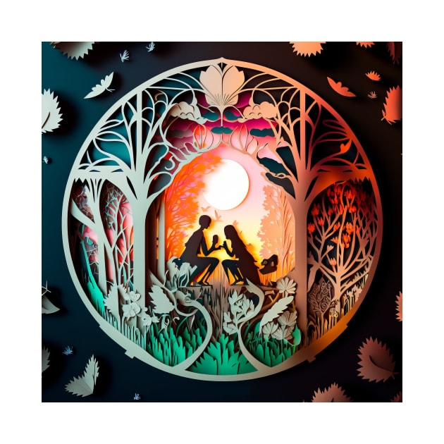 3D Effect Papercut Art - Fairytale Scene by TheArtfulAI