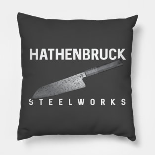 Hathenbruck Steelworks Damascus Bunka White lettering Pillow