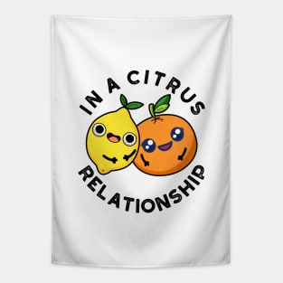 In A Citrus Relationship Cute Fruit Pun Tapestry